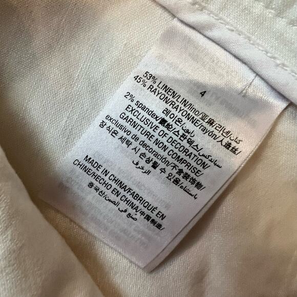 Trina Turk INC Pants Womens 4 White Side Stripe Linen Blend Straight - Picture 8 of 13